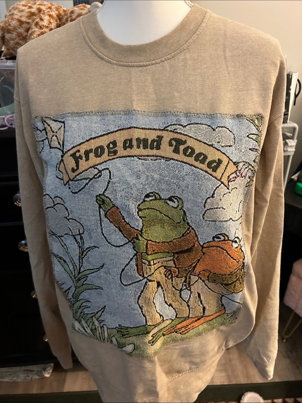 Frog and Toad Graphic Sweatshirt in Tan
